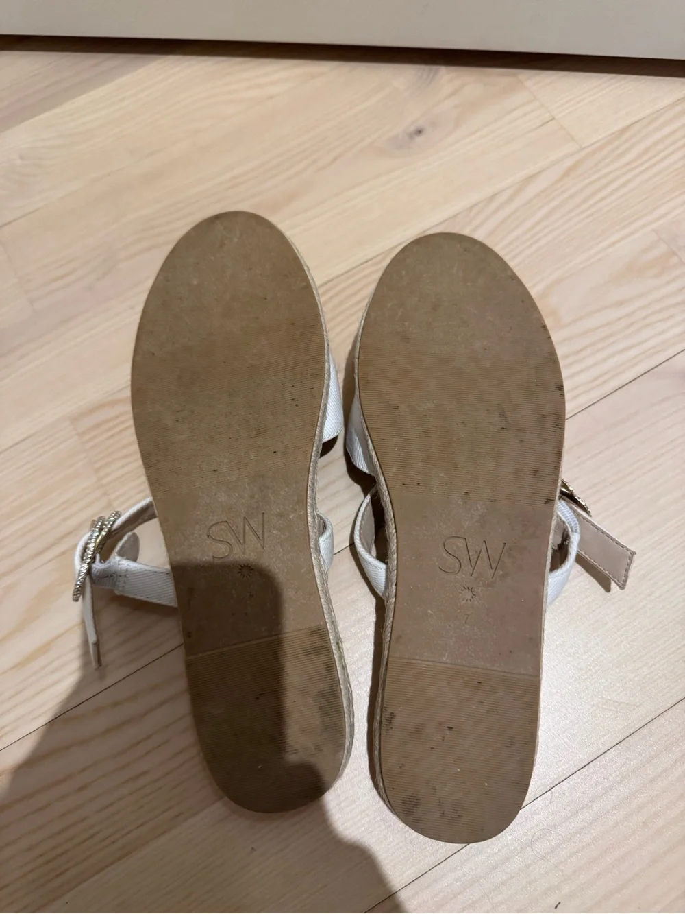 Stuart Weitzman Women’s White Espadrille Slingback Mules 7